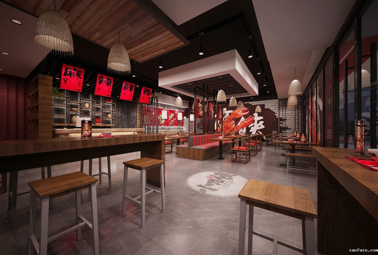 142平米小龙虾店面设计装修效果图