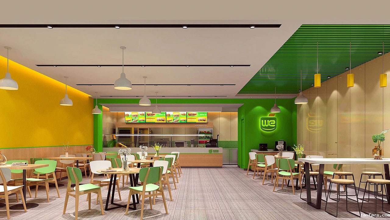 115平米郑州汉堡店装修设计效果图