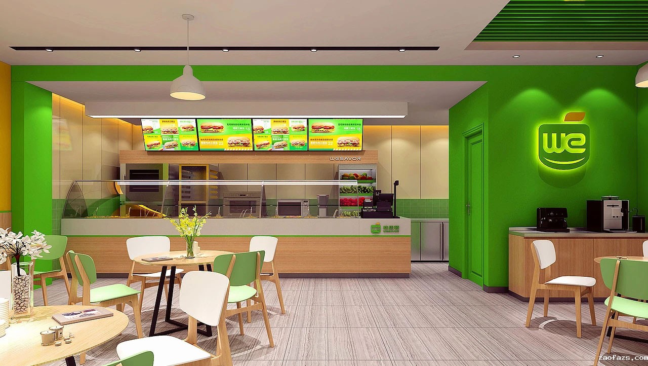 115平米郑州汉堡店装修设计效果图