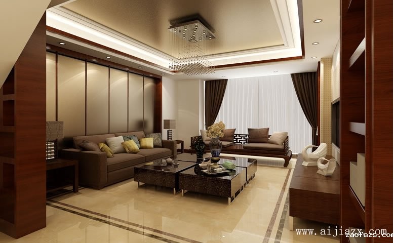 开阔大方的新中式风格客厅装修效果图