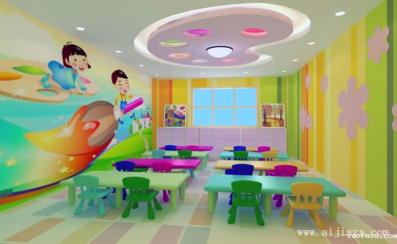 五彩缤纷的幼儿园绘画室装修效果图