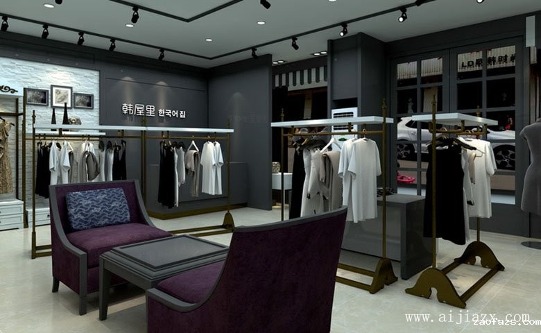 简约素净的女装专卖店铺收银台装修效果图